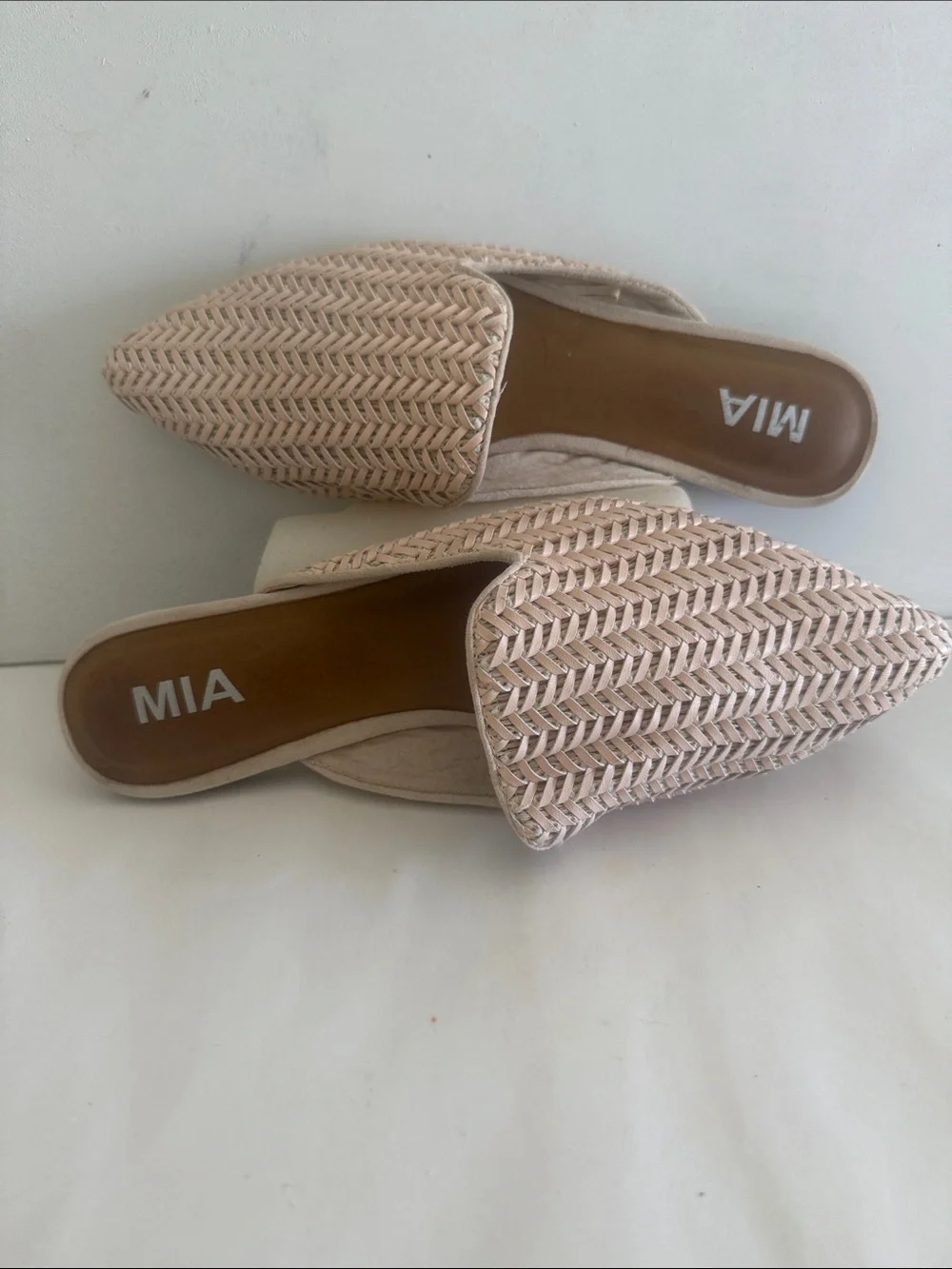 MIA Johana woven beige pointed toe slip on mules coastal womens shoes - Picture 11 of 14